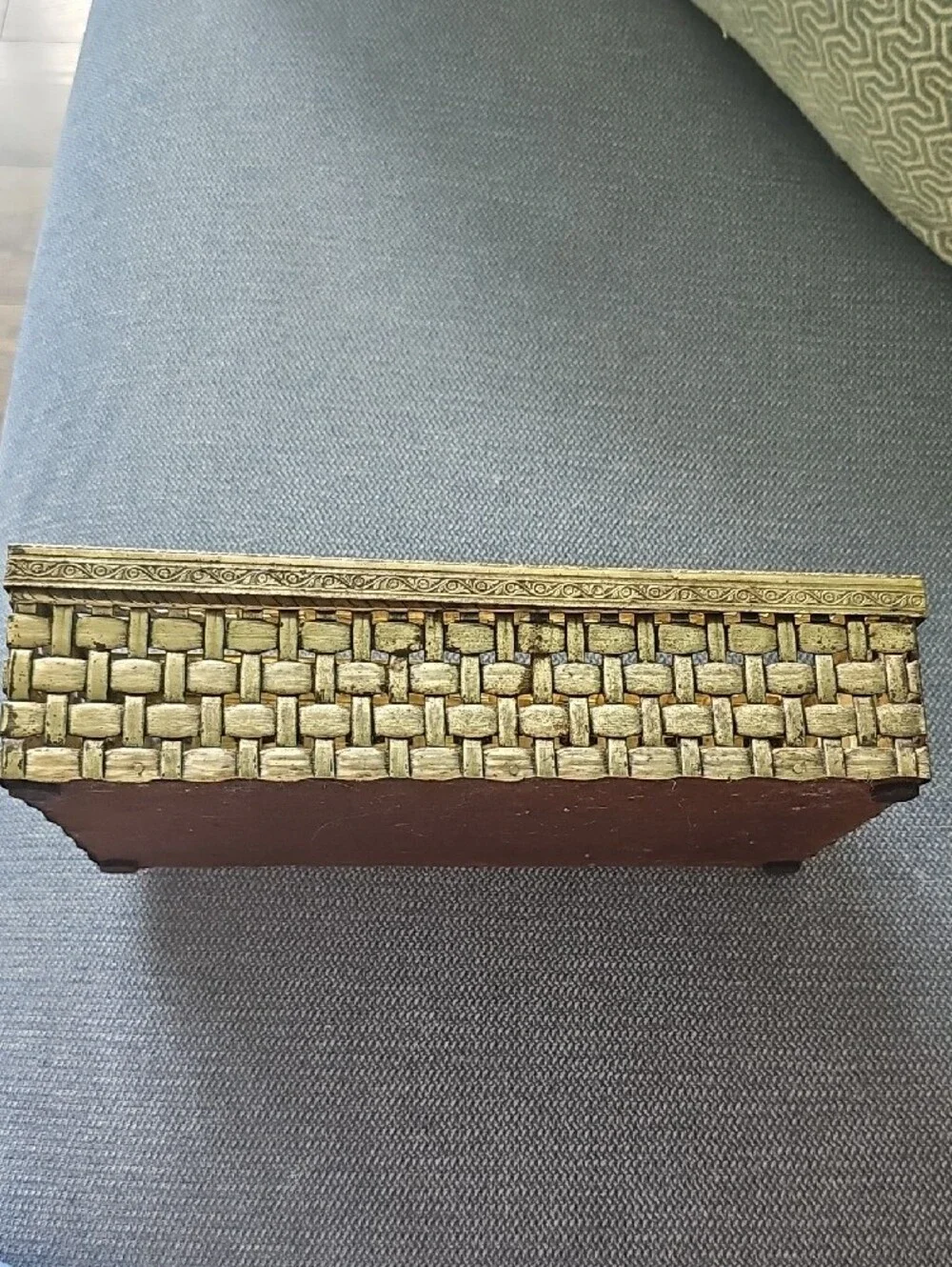 Vintage Tissue Box Woven Metal Rectangular Kleenex Bathroom Antique Gold